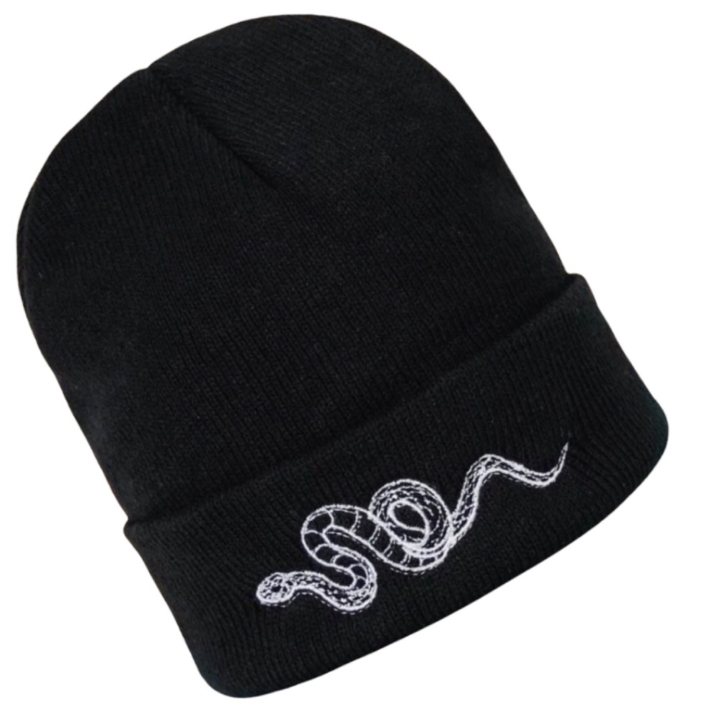 Men’s / Unisex Serpent Snake Black Beanie Hat - Picture 1 of 4
